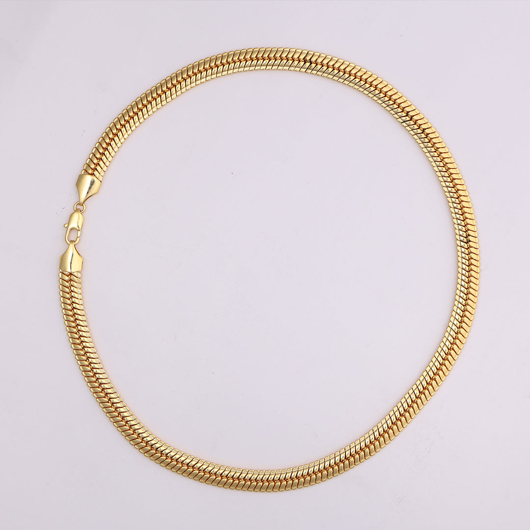 Flat Cuban Gold Chain (18K Gold Plating) - 9 MM