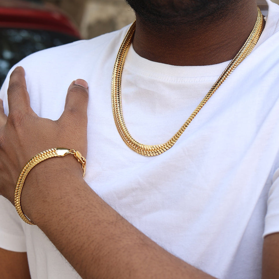 Flat Cuban Gold Chain (18K Gold Plating) - 9 MM