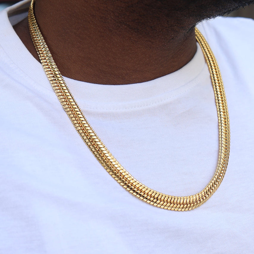 Flat Cuban Gold Chain (18K Gold Plating) - 9 MM