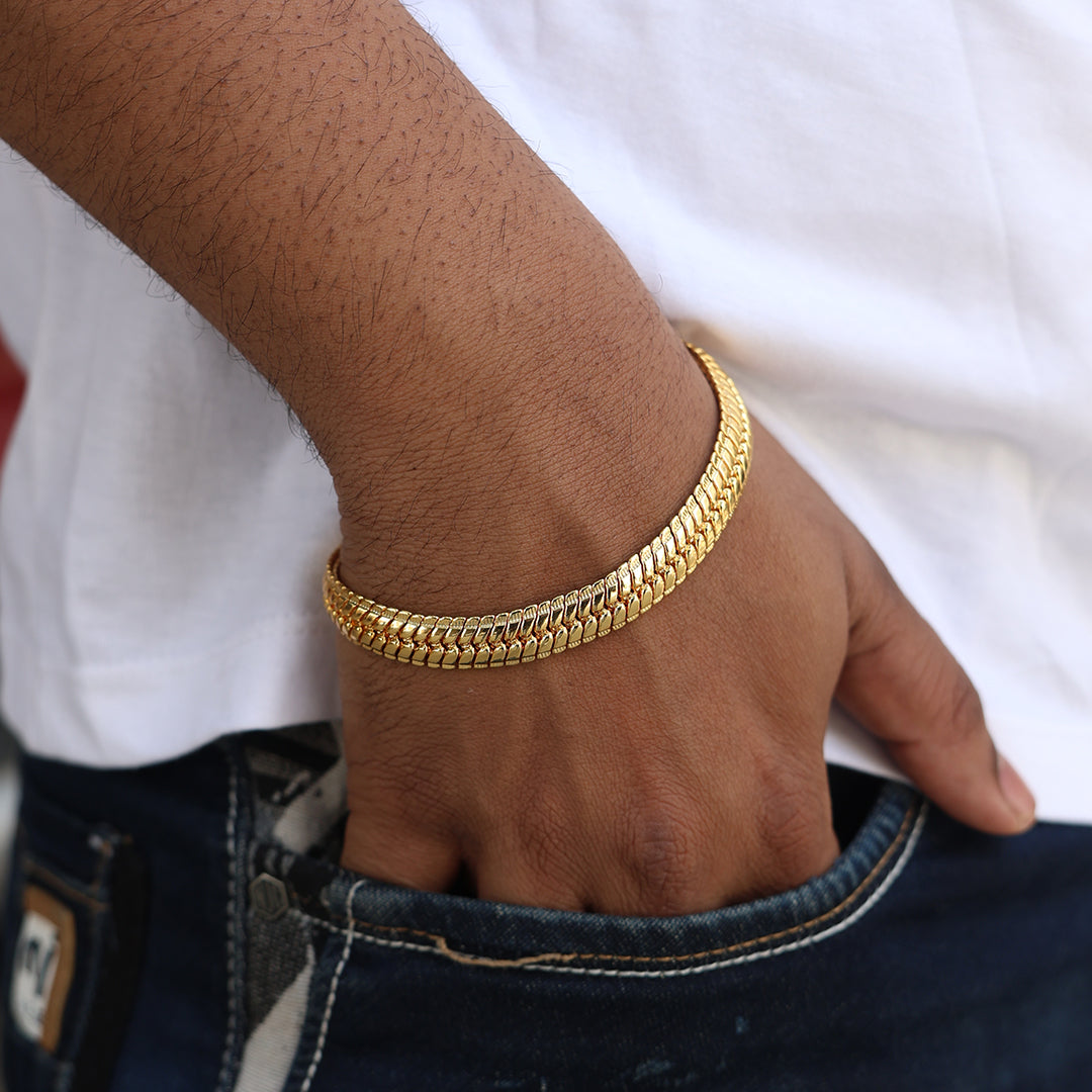 Flat Cuban Gold Bracelet (18K Gold Plating) 9 MM