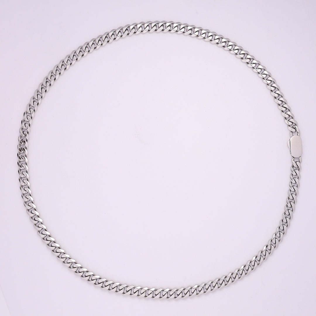 CUBAN CHAIN( 18K White Gold Rhodium Plating ) 8 MM