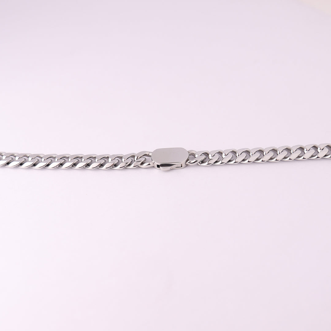 CUBAN CHAIN( 18K White Gold Rhodium Plating ) 8 MM