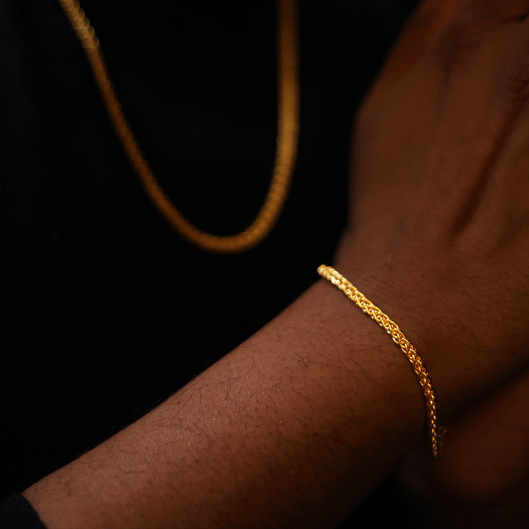 Spiga Wheat Bracelet (18K Gold Plating) - 3.5 MM