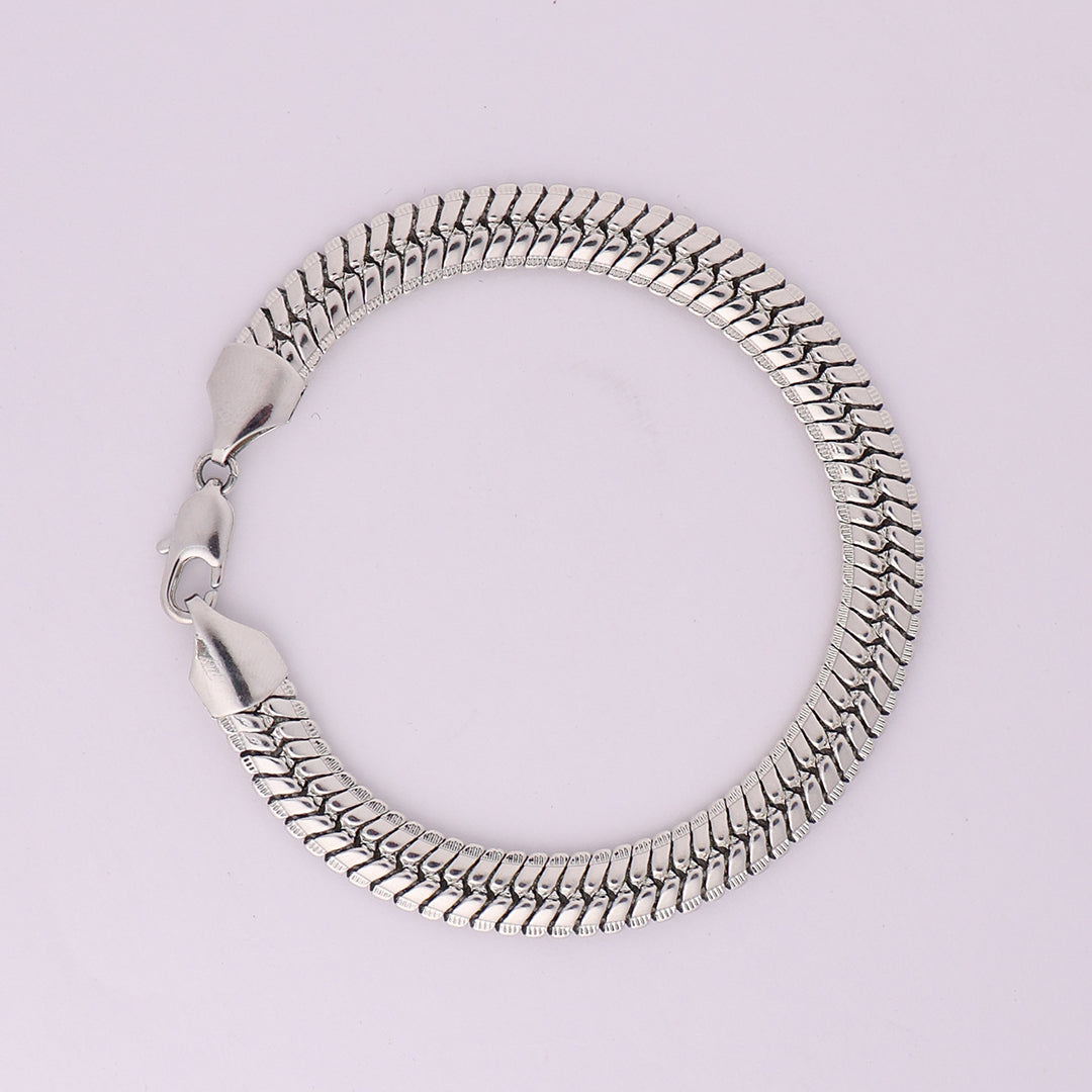 Flat Cuban Bracelet (18K White Gold Rhodium Plating) - 9 MM