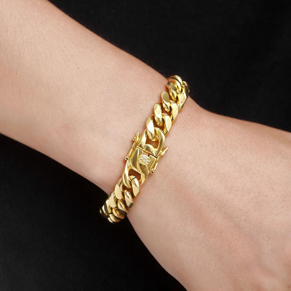 RapLock Cuban Bracelet - 8 MM - 18K Gold Plating