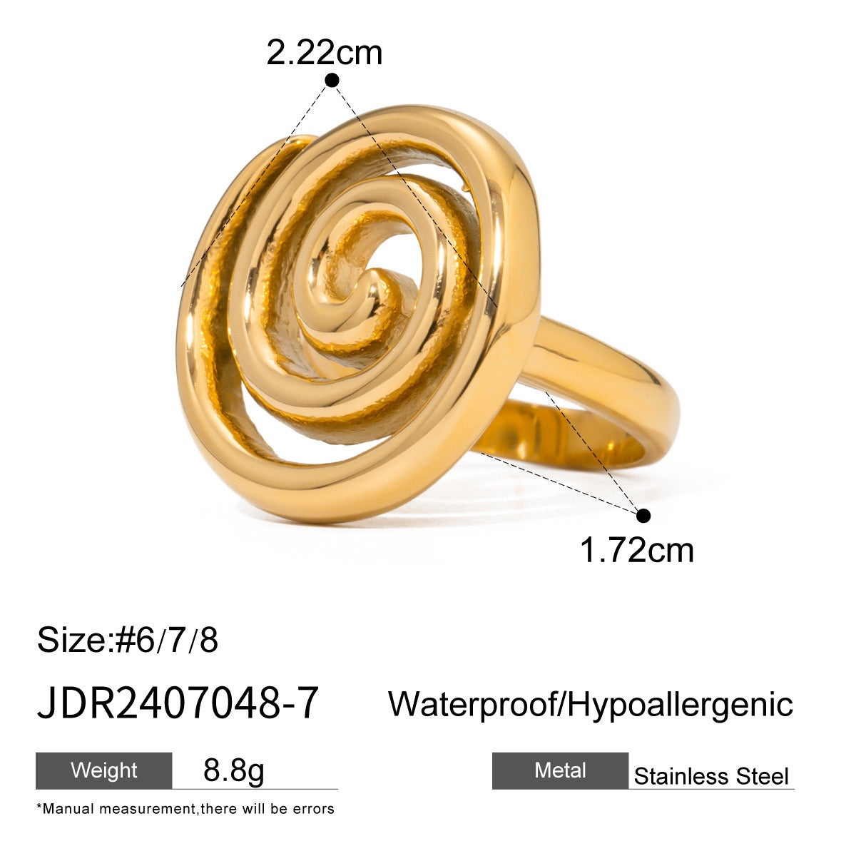 Spiral Twist Ring (18K Gold Plating)