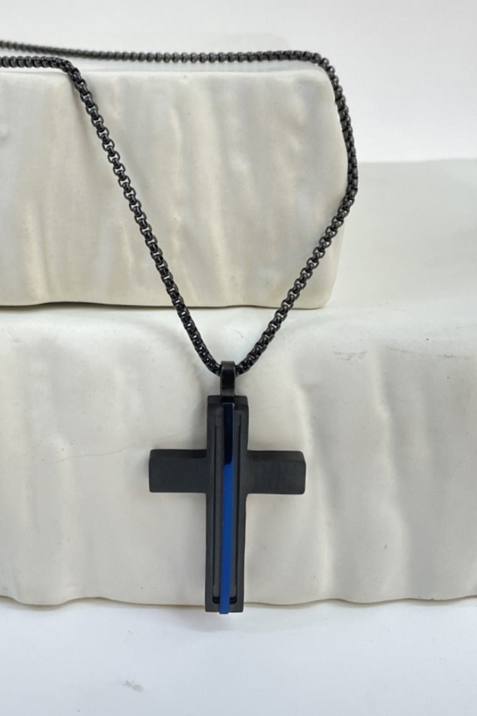 Blue Cross Pendant + Chain