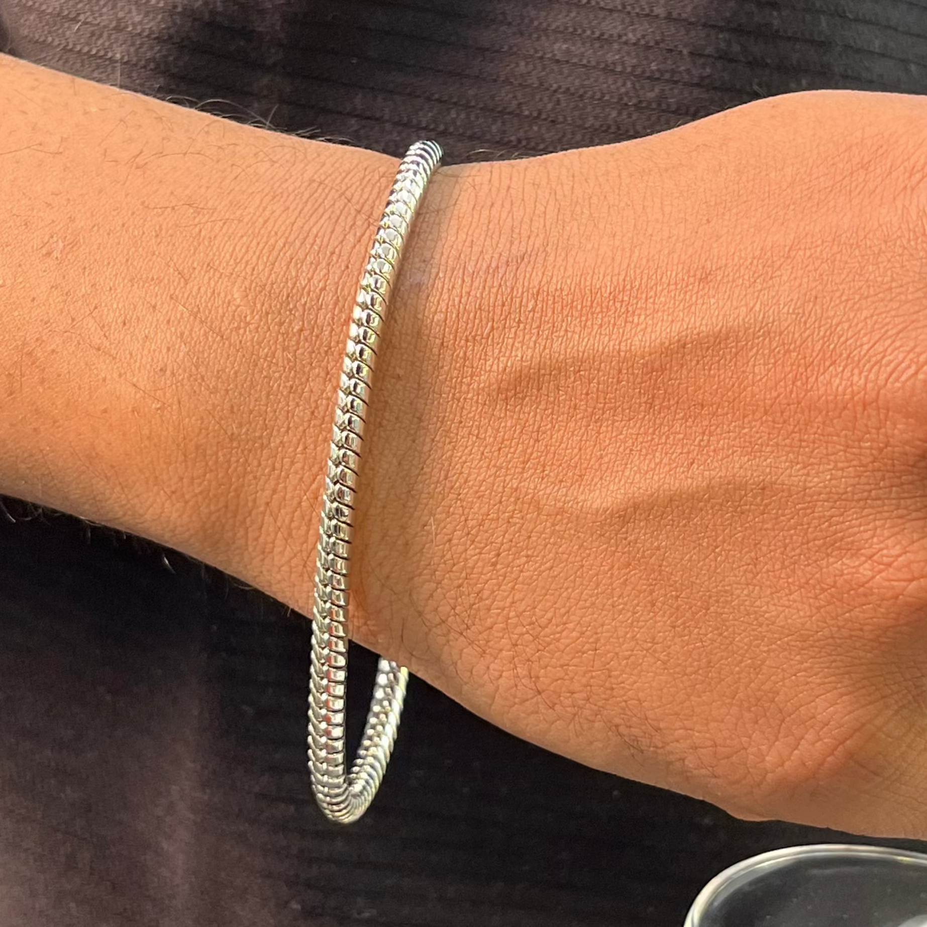 Round Cuban Bracelet (18K White Gold Rhodium Plating) - 4.5 MM