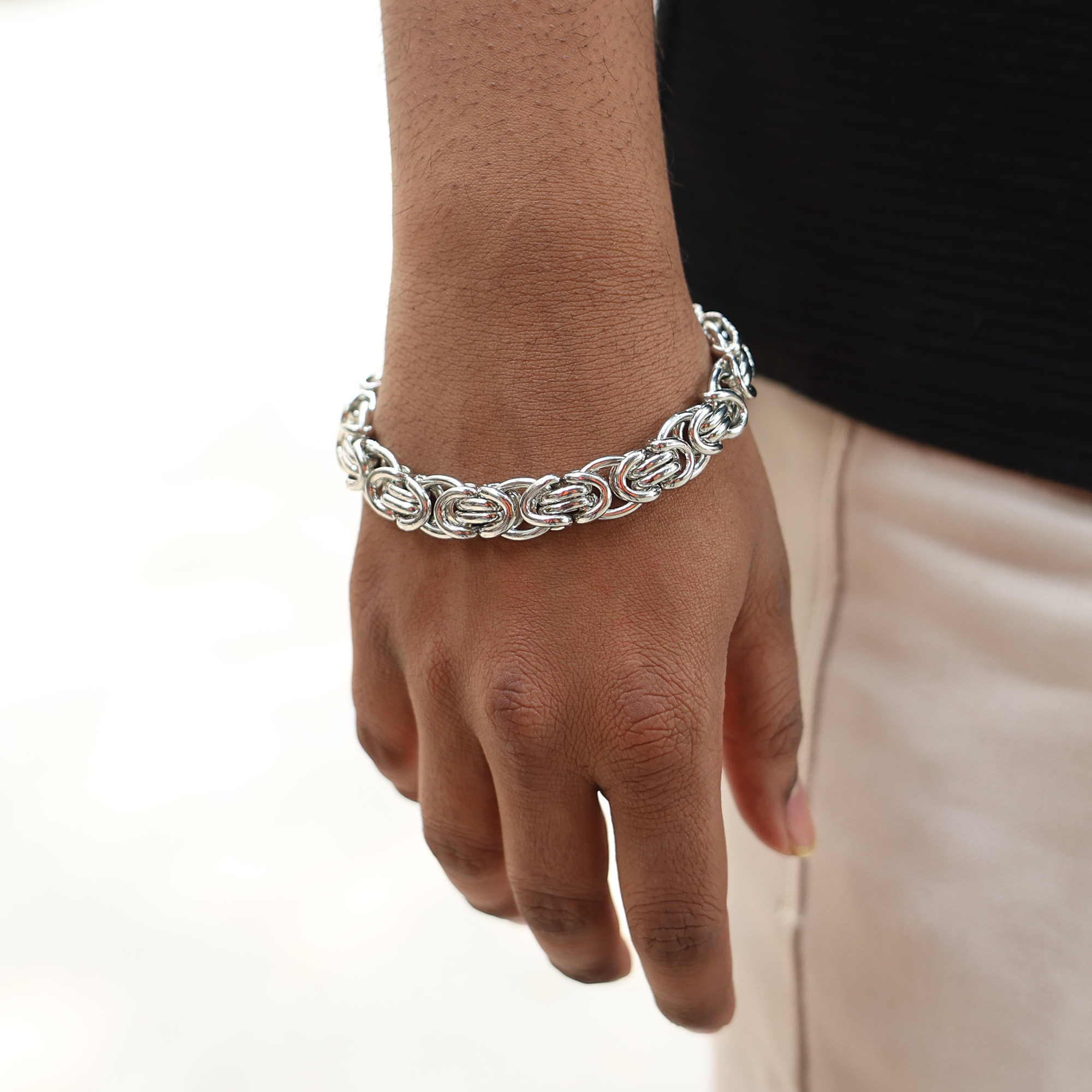 Link Bracelet (18K White Gold Rhodium Plating) - 12 MM