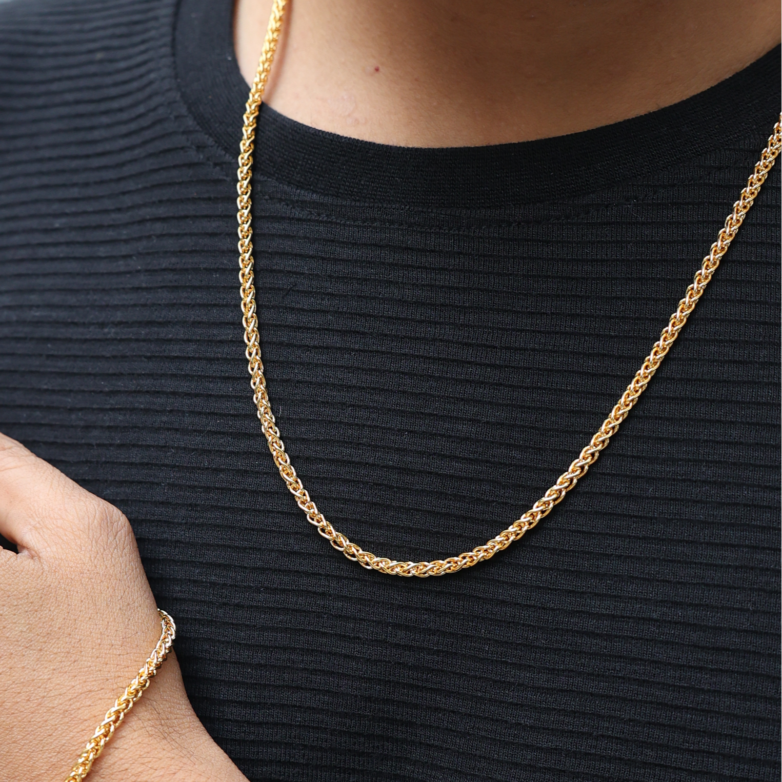 Spiga Wheat Chain (18K Gold Plating) - 3.5 MM