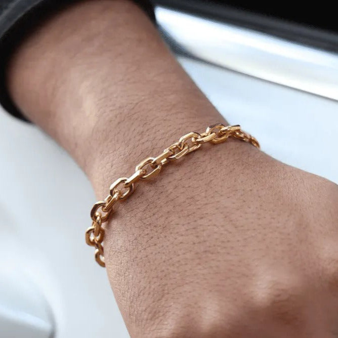 Oval Anchor Bracelet (18K Gold Plating) - 7 MM