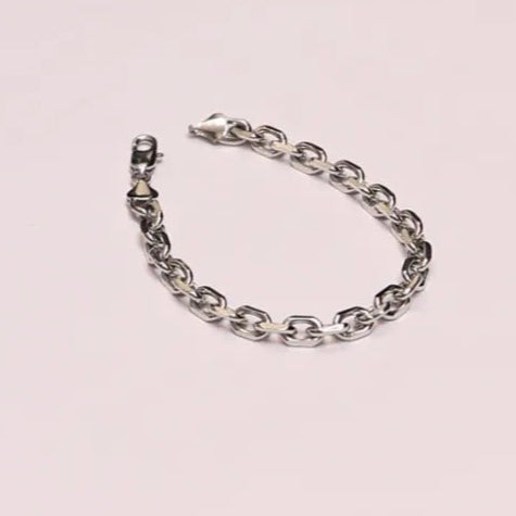 Oval Anchor Bracelet (18K White Gold Rhodium Plating) - 7 MM