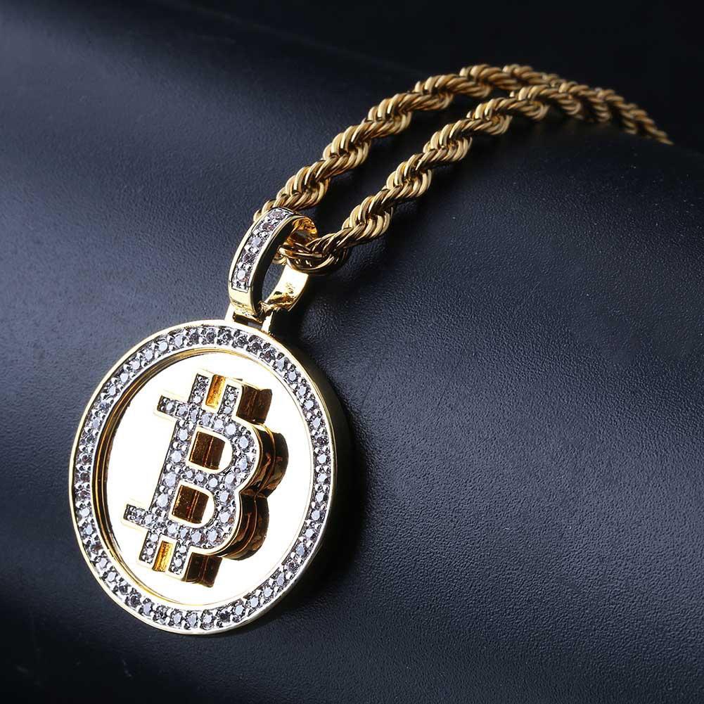 Zirconia Bitcoin ( Pendant + Chain )