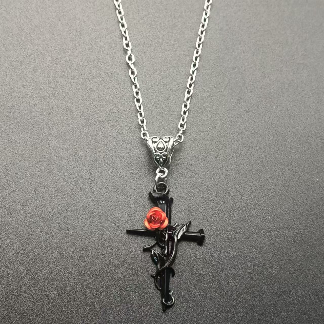 Rose Cross (Pendant + Chain)