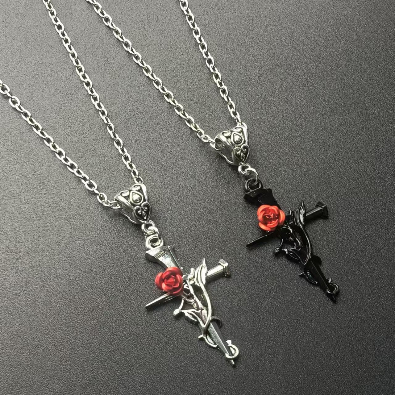 Rose Cross (Pendant + Chain)