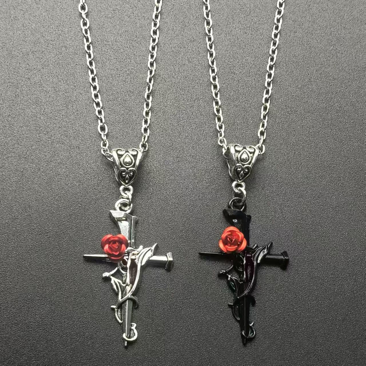 Rose Cross (Pendant + Chain)