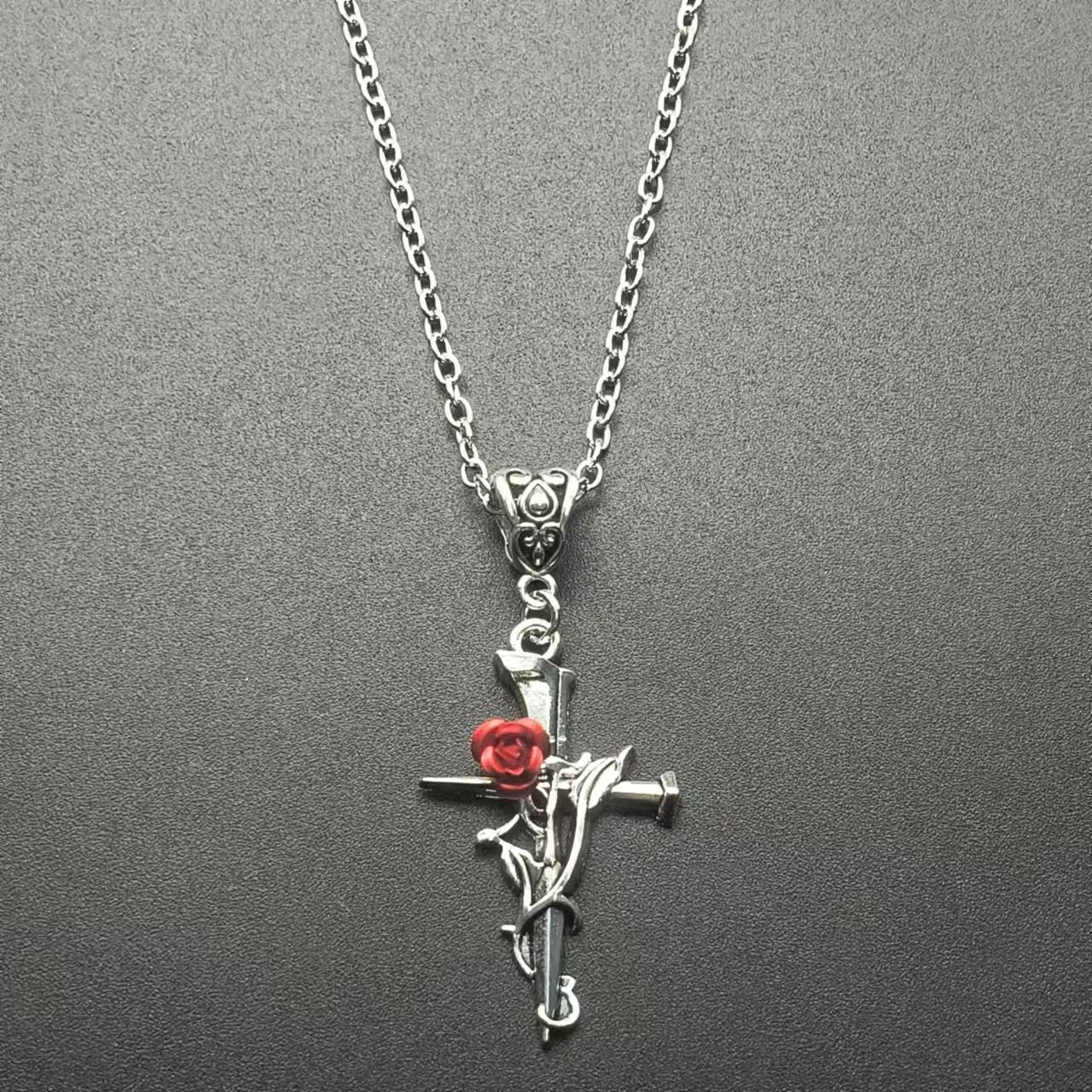 Rose Cross (Pendant + Chain)