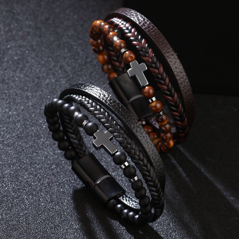 TriBand Elegance Leather Bracelet