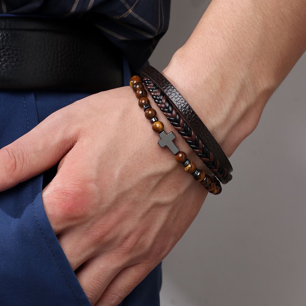 TriBand Elegance Leather Bracelet