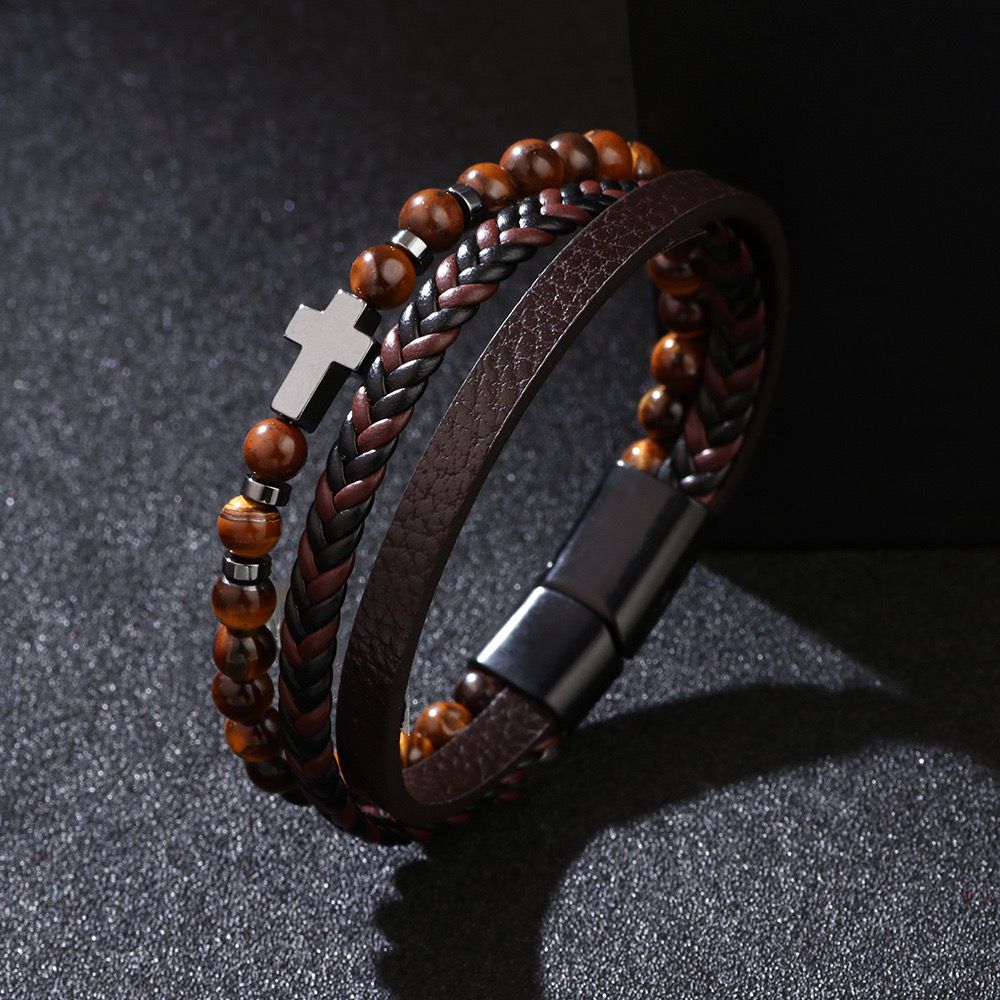 TriBand Elegance Leather Bracelet