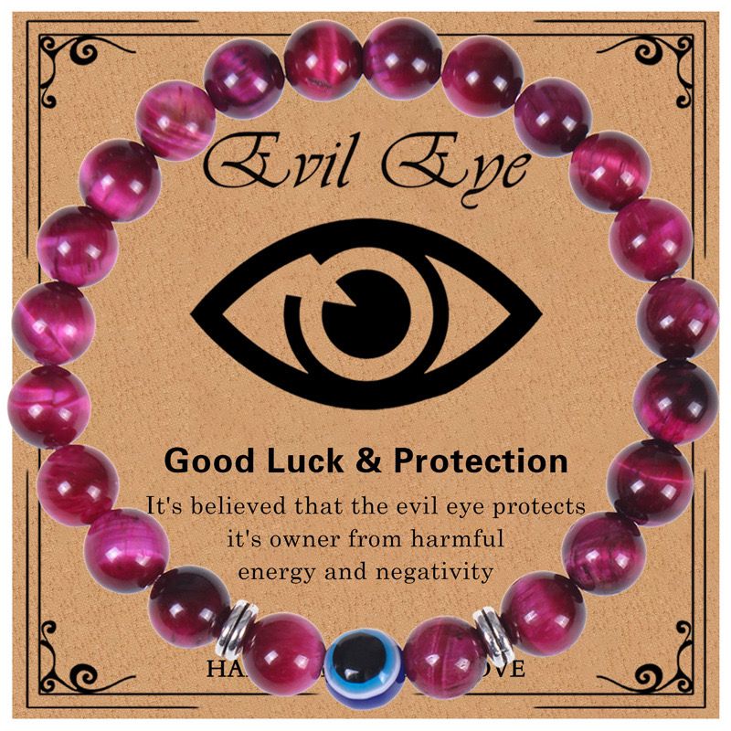 Evil Eye Natural Stone Bead Bracelet