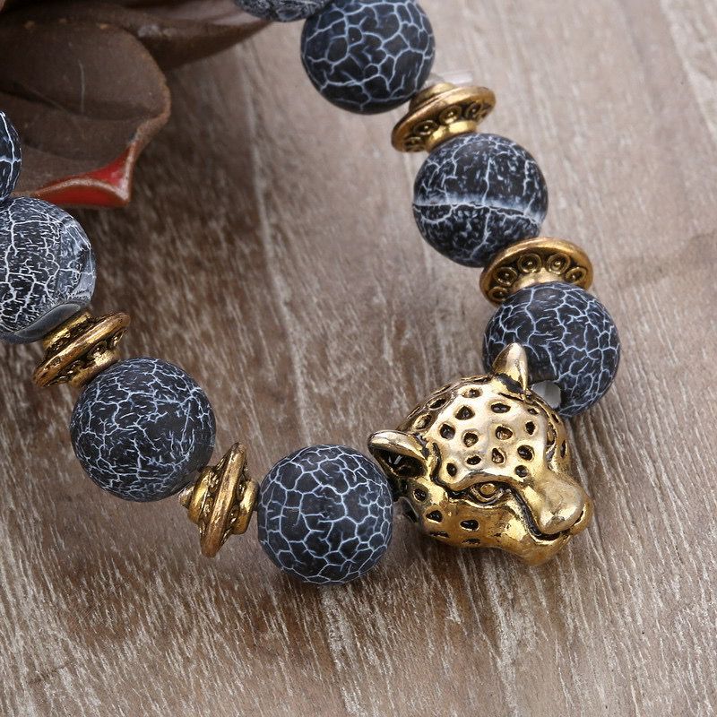 Natural ONYX Bead Leopard Bracelet