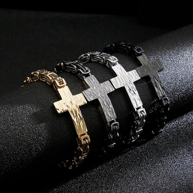 Titanium Cross Chain Bracelet