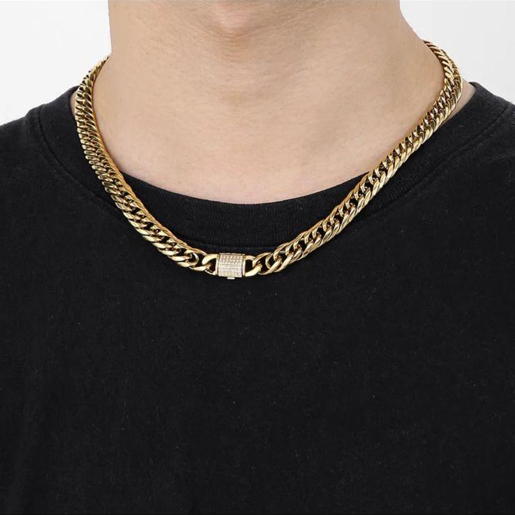 Iced Lock Cuban Chain - 10 MM - 18k Gold Plating