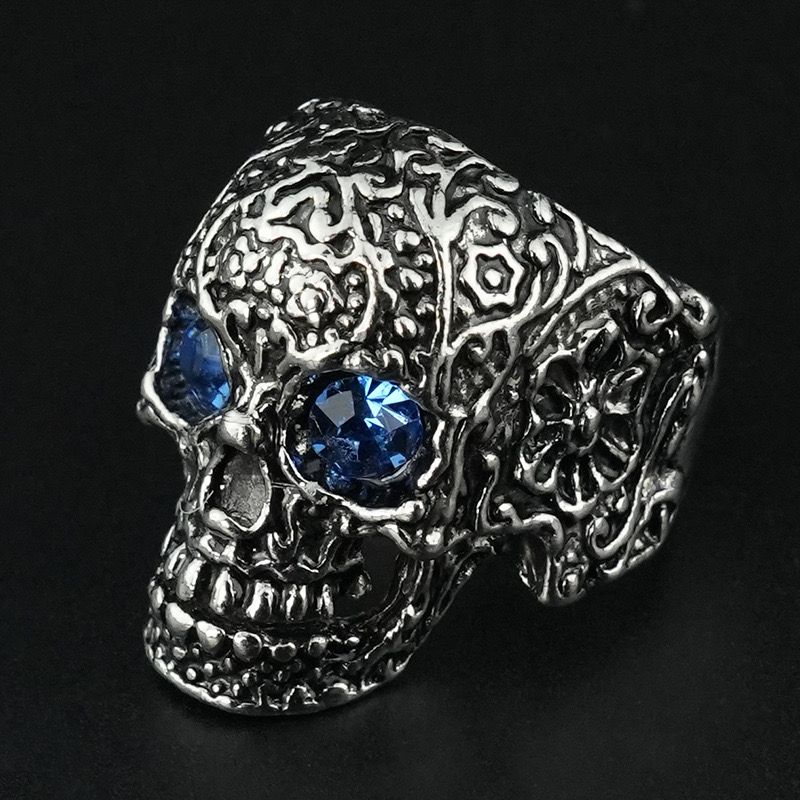 Diamond Eyed Skull Ring