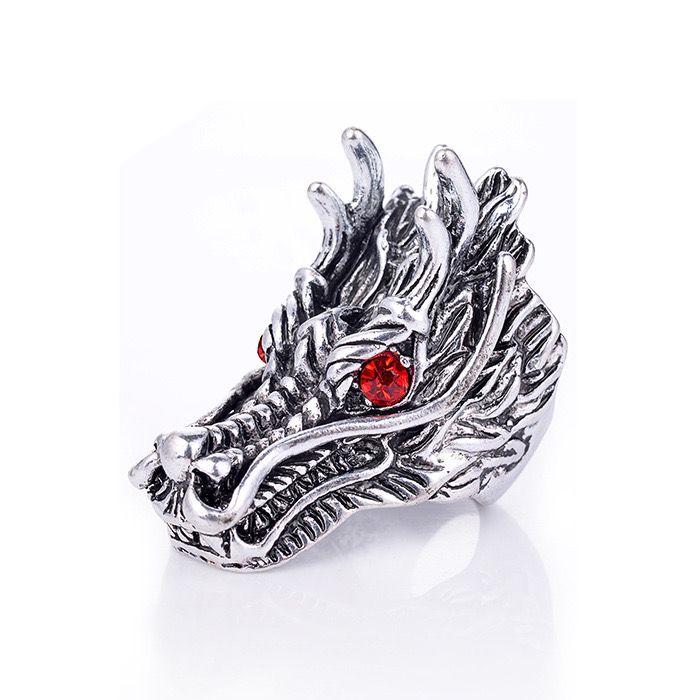 Dragon Head Diamond Eyes Ring