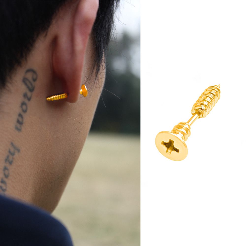 Screw-Inspired Men's Earring