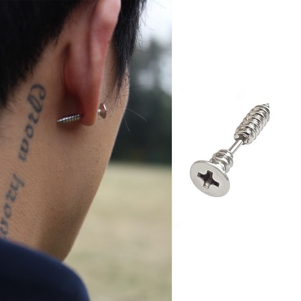 Screw-Inspired Men's Earring