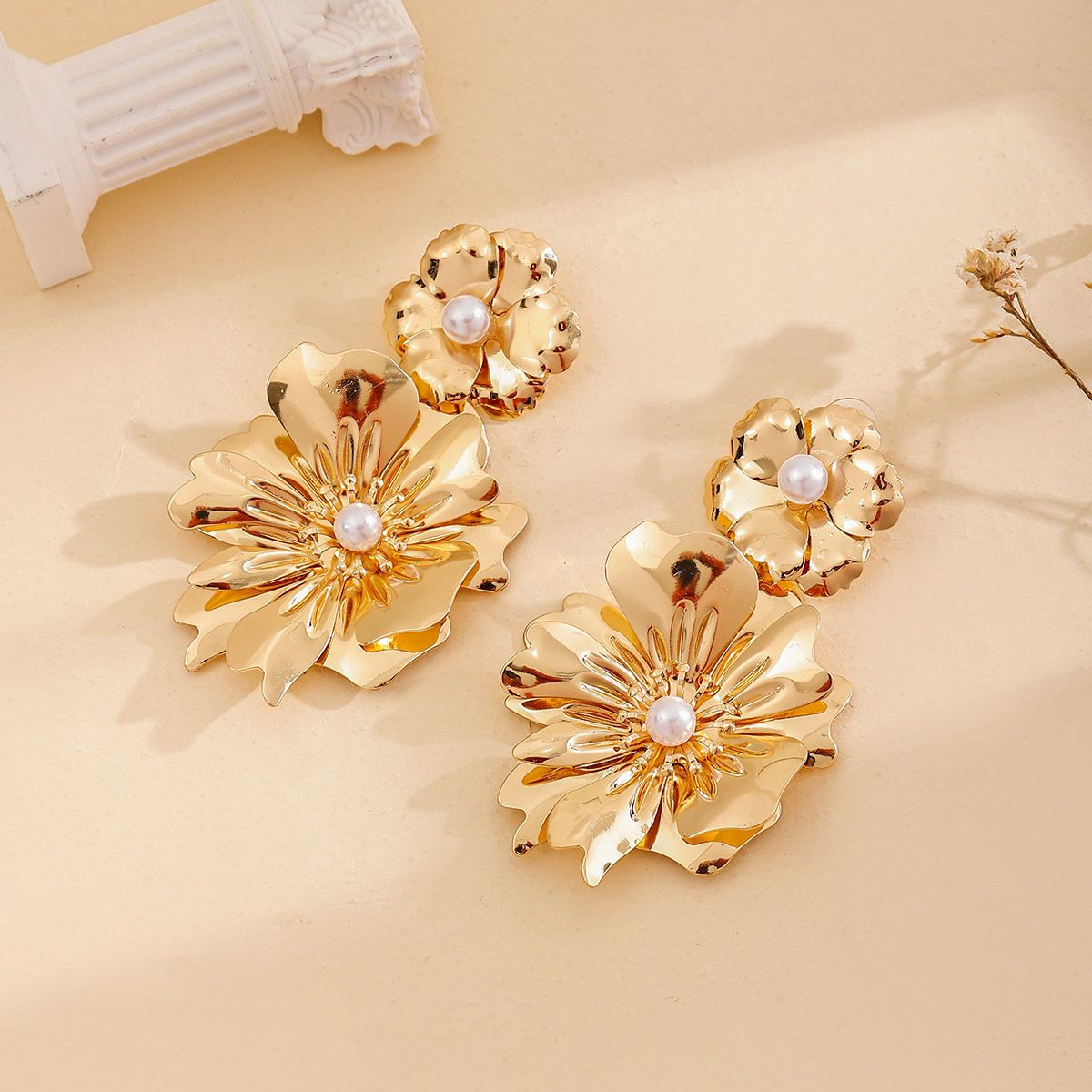 Pair of Flower Pearl Earrings