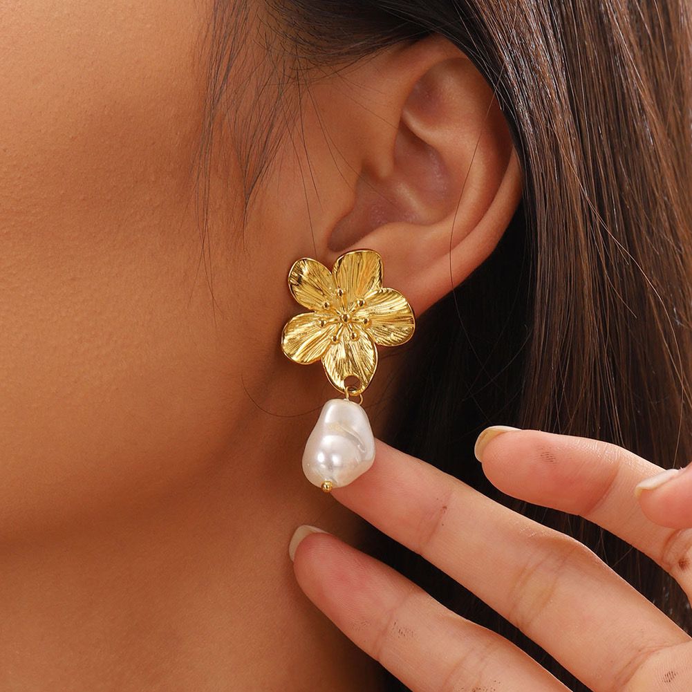 Pearl Blossom Drop Earrings