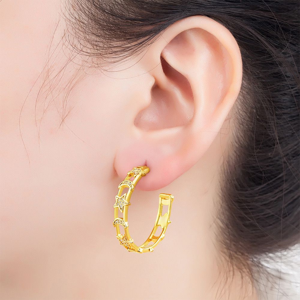 Stellar Moon Earrings (18K Gold Plating)