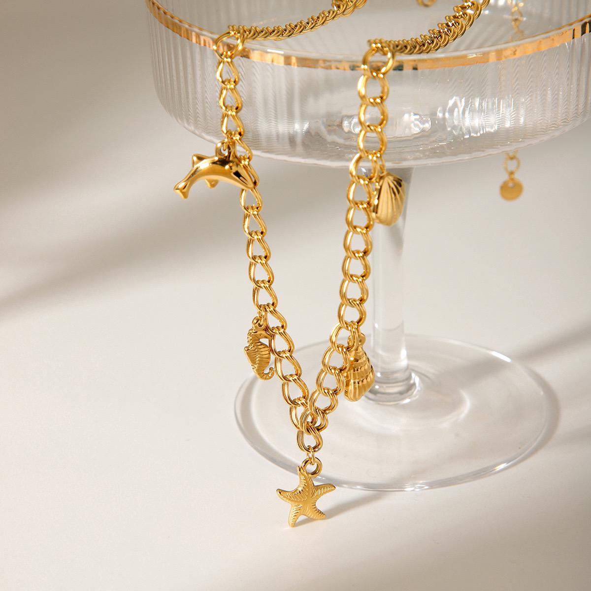 Ocean Charm Metal Necklace (18K Gold Plating)