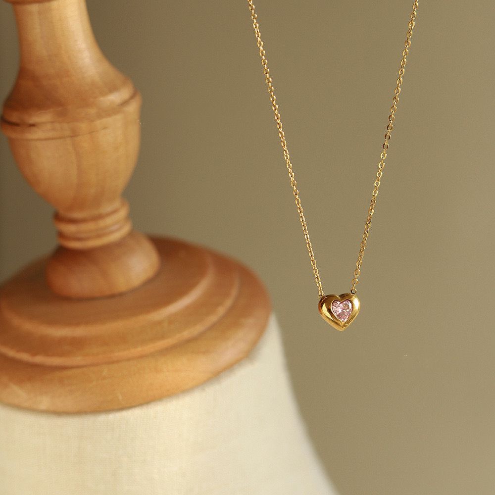 Stud Heart Pendant Necklace