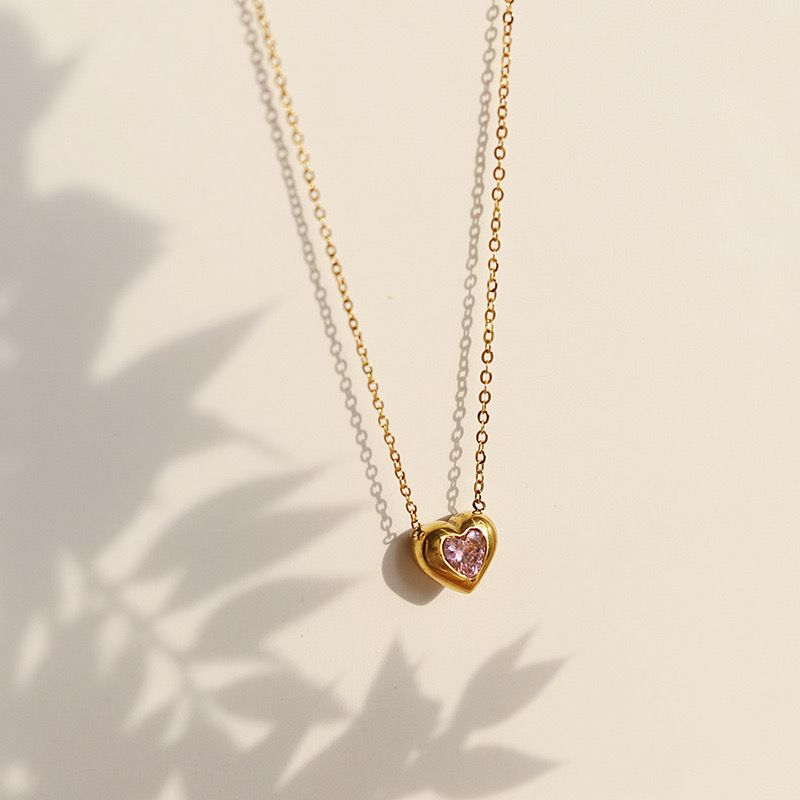 Stud Heart Pendant Necklace