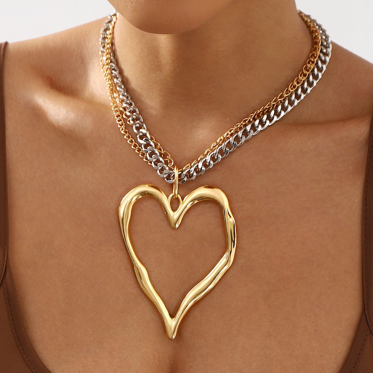 Large Heart Chain Necklace