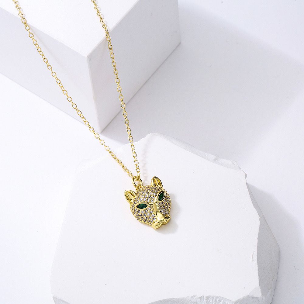 Minimalist panther pendant necklace