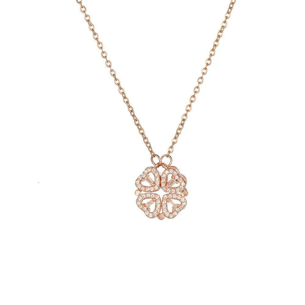 Clover Zirconia Titanium Pendant Necklace