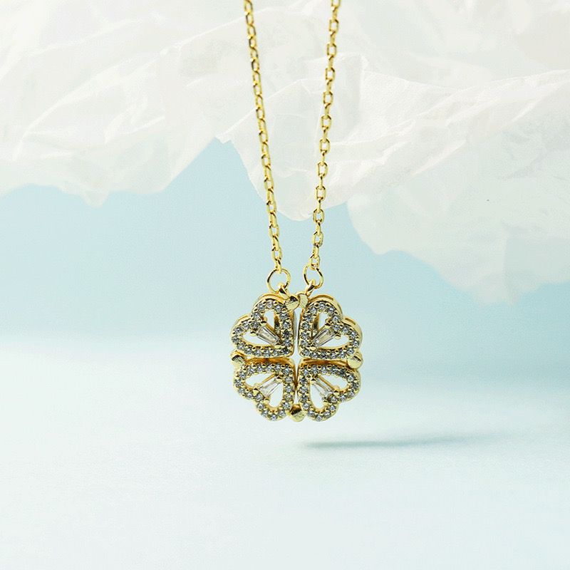 Clover Zirconia Titanium Pendant Necklace