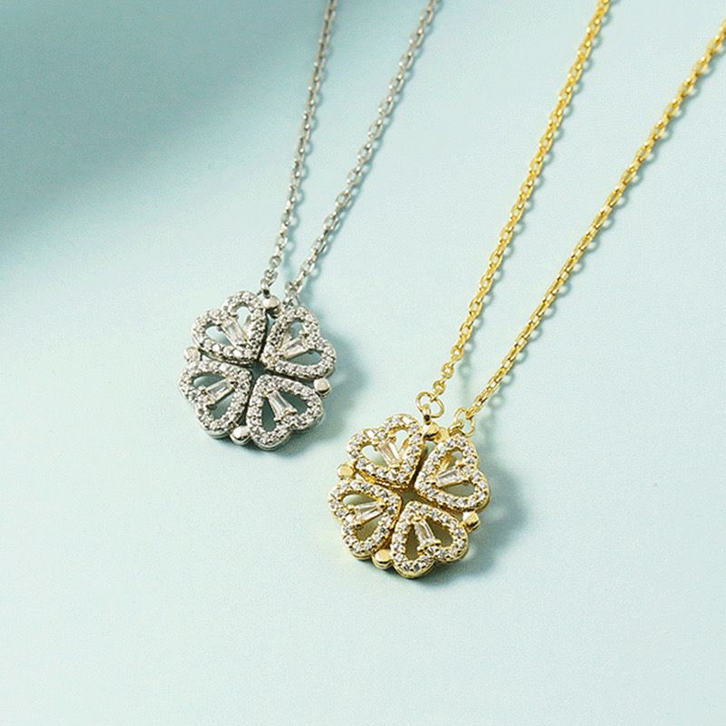 Clover Zirconia Titanium Pendant Necklace