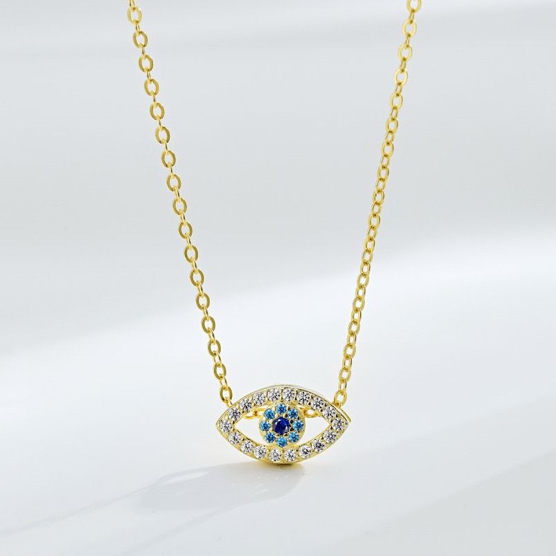 Gold-Plated Sterling Silver Evil Eye Pendant Necklace