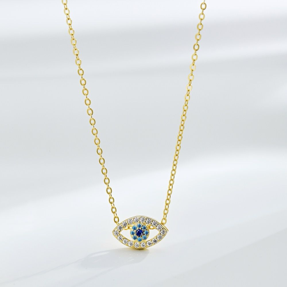 Gold-Plated Sterling Silver Evil Eye Pendant Necklace