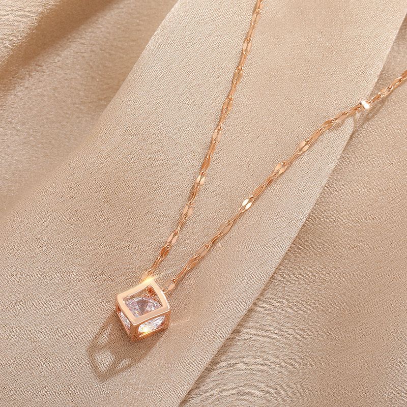 Gold Cage Stud Pendant Necklace