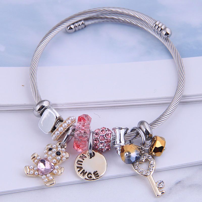 Titanium Teddy Charm Bracelet