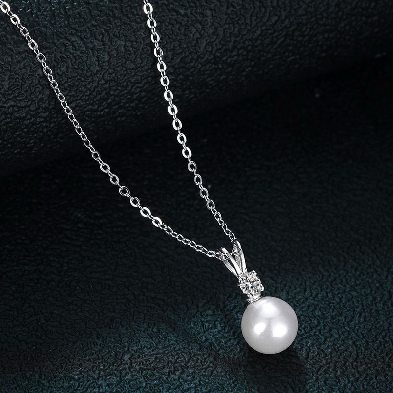 Pearl Silver Pendant Necklace (925 Sterling Silver)