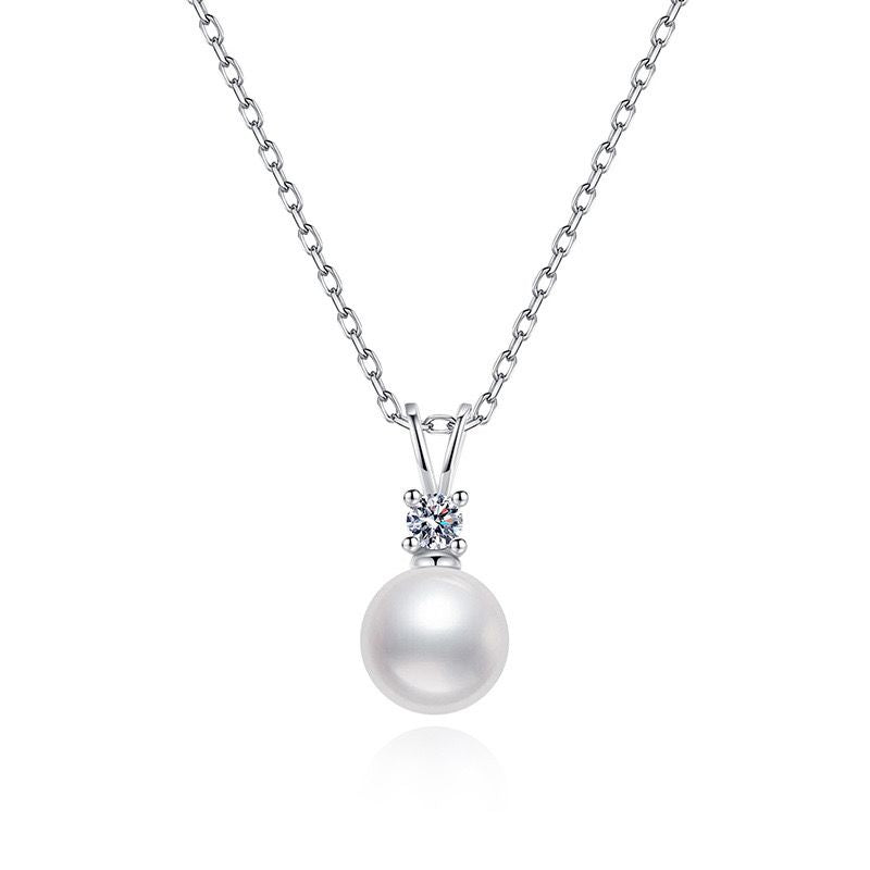 Pearl Silver Pendant Necklace (925 Sterling Silver)