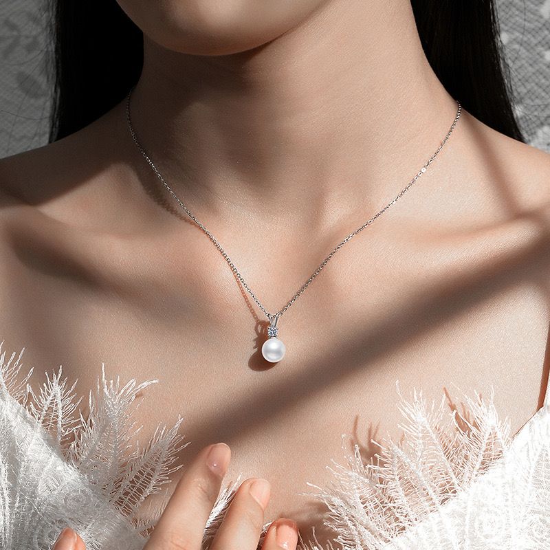 Pearl Silver Pendant Necklace (925 Sterling Silver)